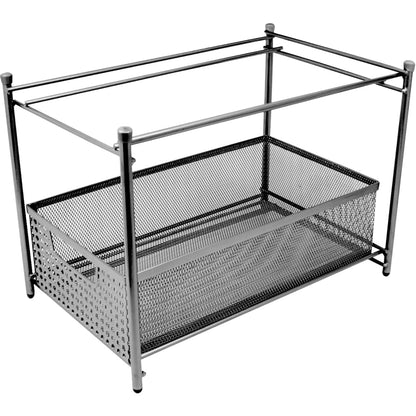 2 Tier Organizer Baskets with Mesh Sliding Made of Steel (Black)