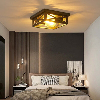 2-Light Black Farmhouse Flush Mount Ceiling Light-2 Pack