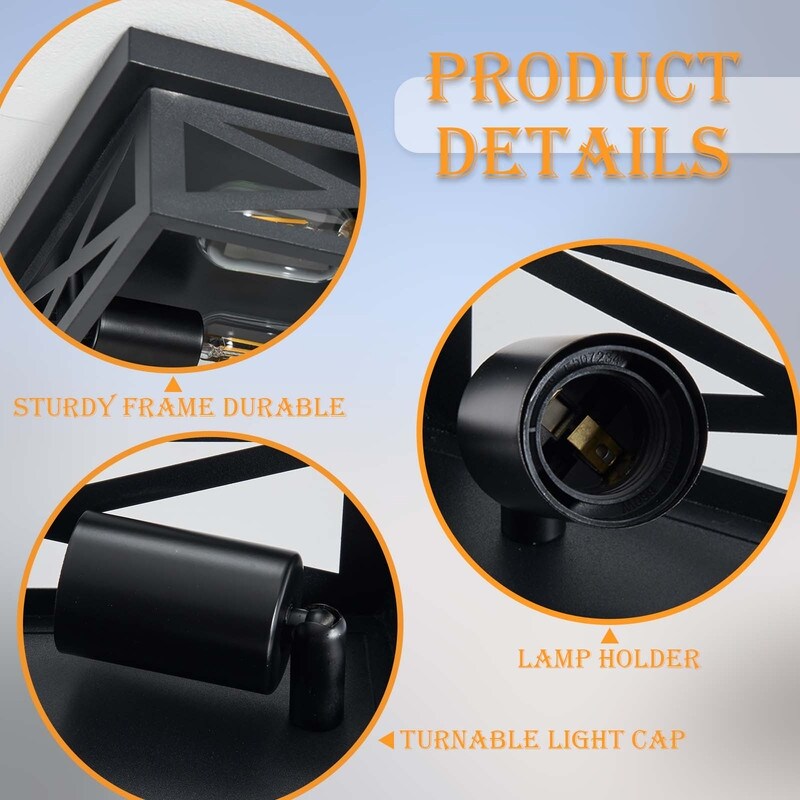 2-Light Black Farmhouse Flush Mount Ceiling Light-2 Pack