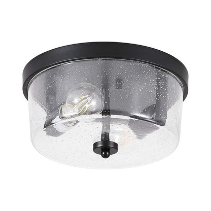 2-Light Black Farmhouse Flush Mount Ceiling Light-2 Pack