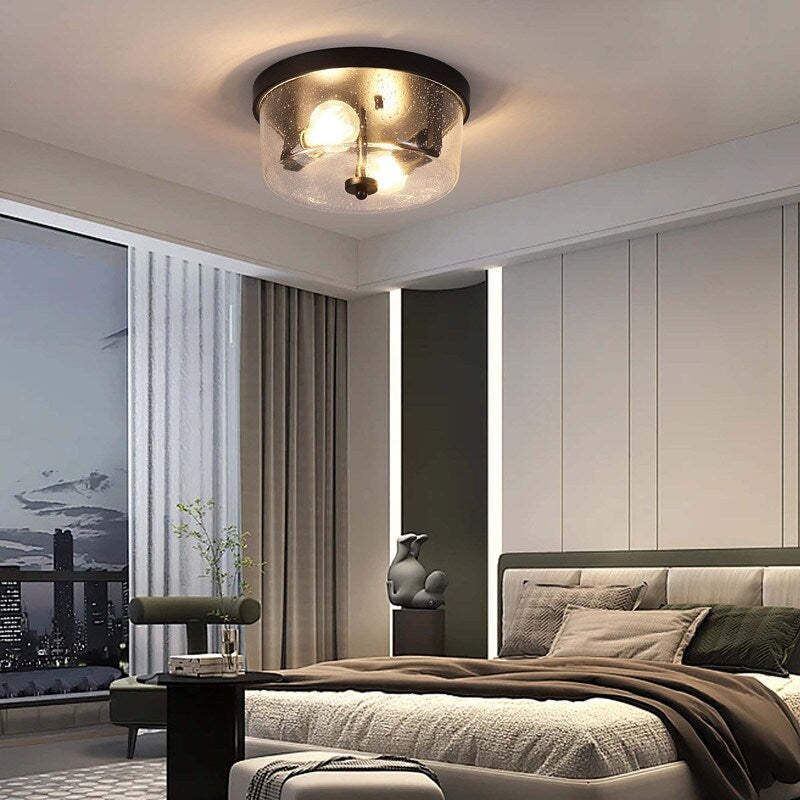 2-Light Black Farmhouse Flush Mount Ceiling Light-2 Pack