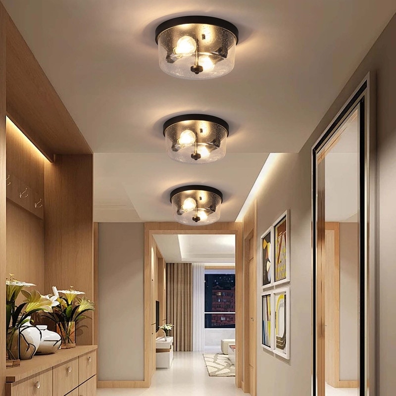 2-Light Black Farmhouse Flush Mount Ceiling Light-2 Pack