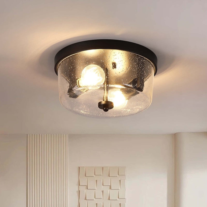 2-Light Black Farmhouse Flush Mount Ceiling Light-2 Pack