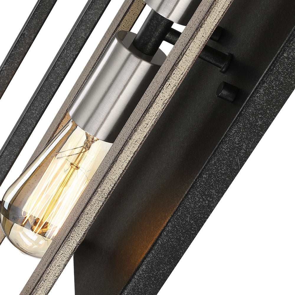 2-Light Black/Wood Tone Dimmable Rustic Farmhouse Wall Sconce - 20H x 7W x 5D - 7 in. W