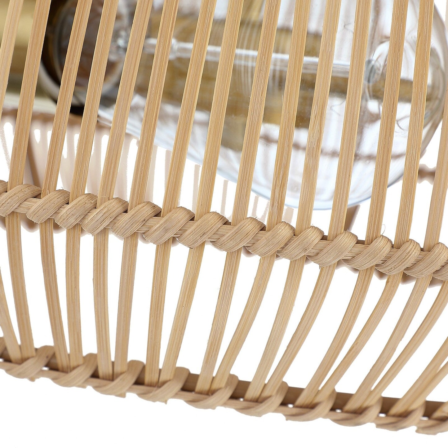 2-Light Bohemian Rattan Semi-Flush Mount Ceiling Light - Brass