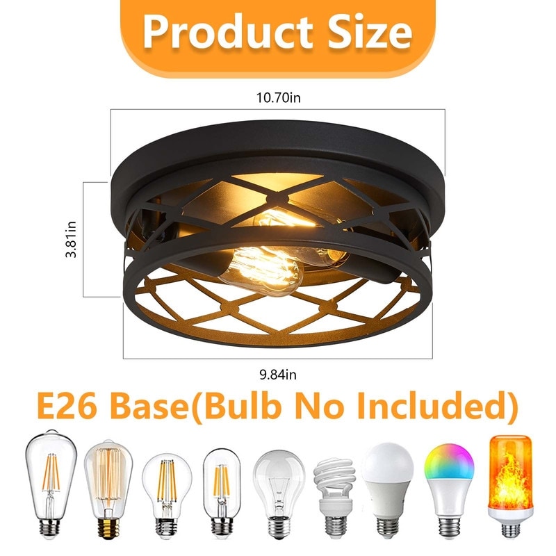 2 Light Farmhouse Flush Mount Ceiling Light-2 Pack