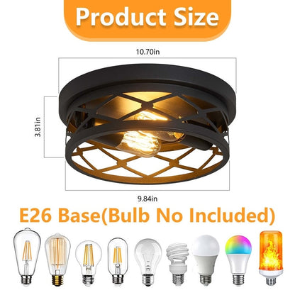 2 Light Farmhouse Flush Mount Ceiling Light-2 Pack