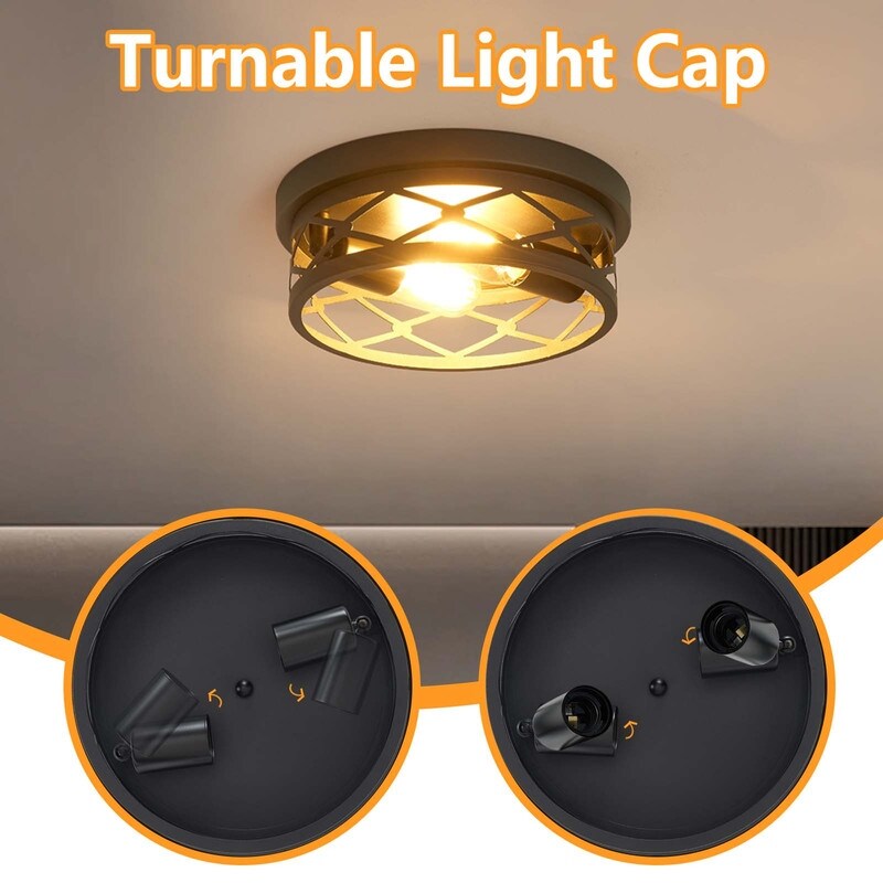 2 Light Farmhouse Flush Mount Ceiling Light-2 Pack