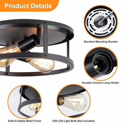 2 Light Farmhouse Flush Mount Ceiling Light-2 Pack