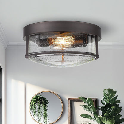 2-Light Farmhouse Flush Mount Ceiling Lights, Oil Rubbed Bronze Finish