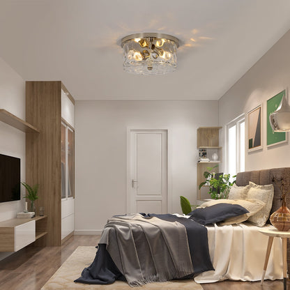 2-Light Flush Mount Ceiling Light with Clear Hammered Glass