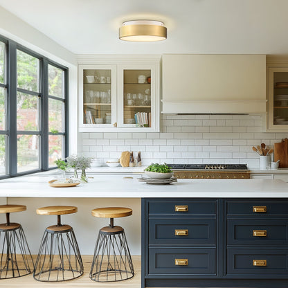 2-Light Flush Mount Ceiling Light with Frosted Glass Shade - 12.0 In. L X 12.0 In. W X 3.5 In. H