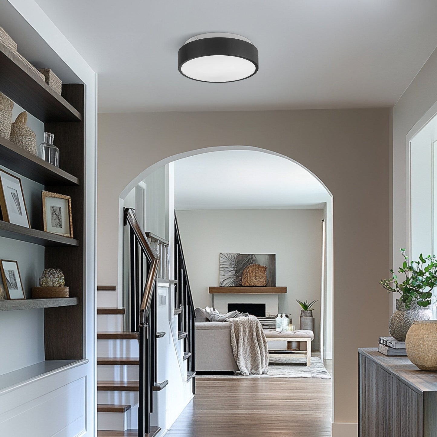 2-Light Flush Mount Ceiling Light with Frosted Glass Shade - 12.0 In. L X 12.0 In. W X 3.5 In. H