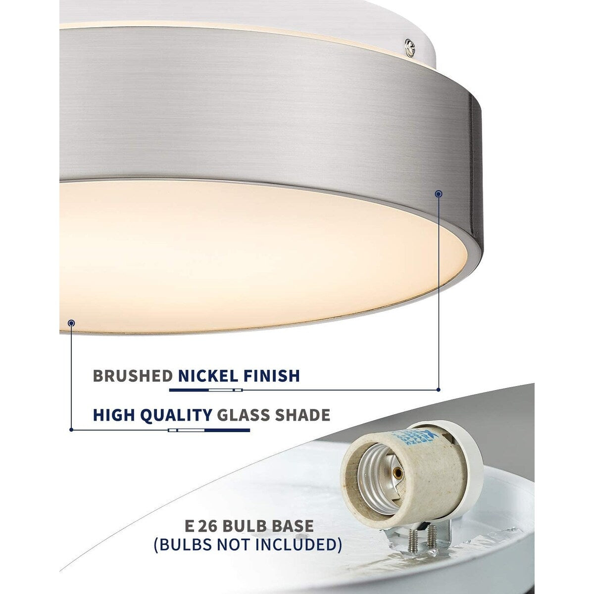 2-Light Flush Mount Ceiling Light with Frosted Glass Shade - 12.0 In. L X 12.0 In. W X 3.5 In. H