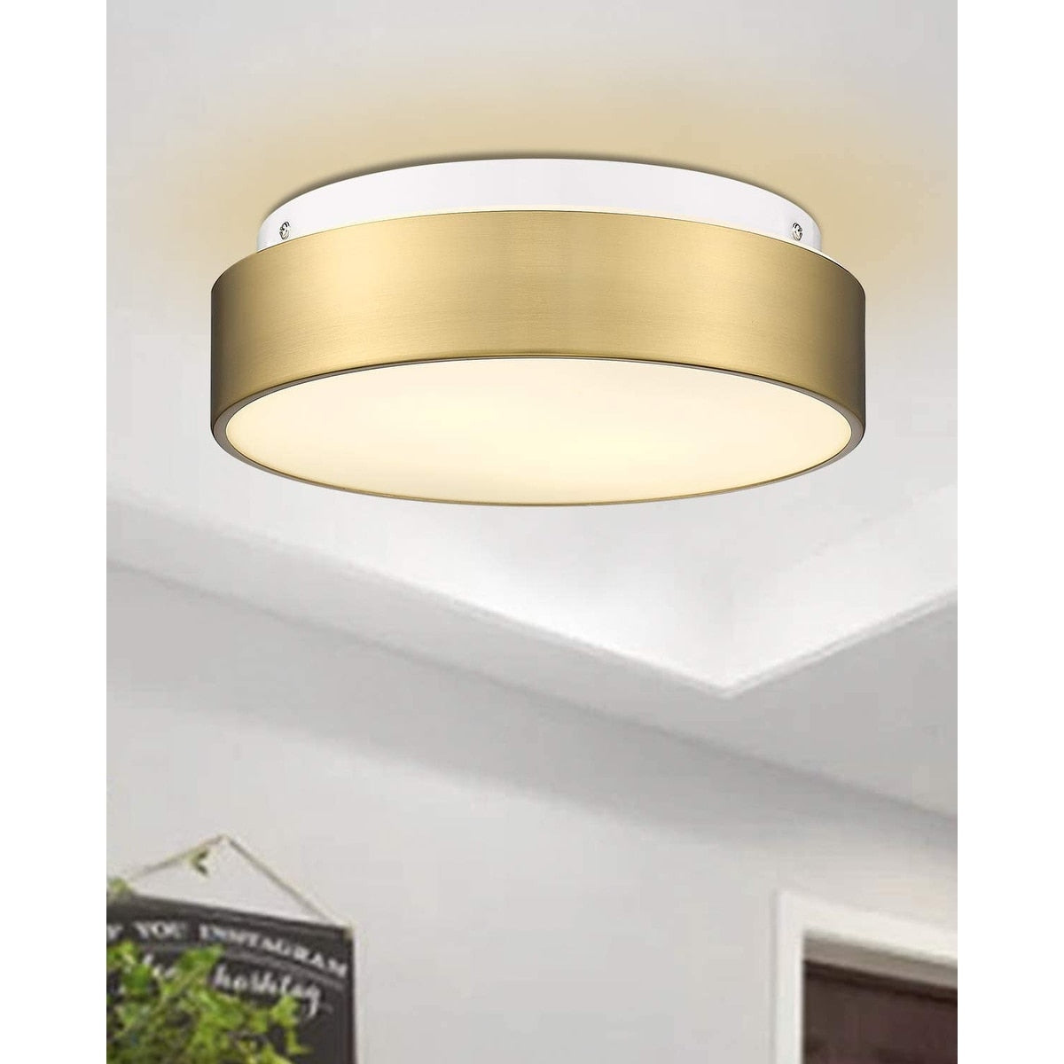 2-Light Flush Mount Ceiling Light with Frosted Glass Shade - 12.0 In. L X 12.0 In. W X 3.5 In. H