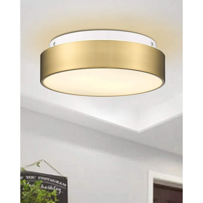 2-Light Flush Mount Ceiling Light with Frosted Glass Shade - 12.0 In. L X 12.0 In. W X 3.5 In. H