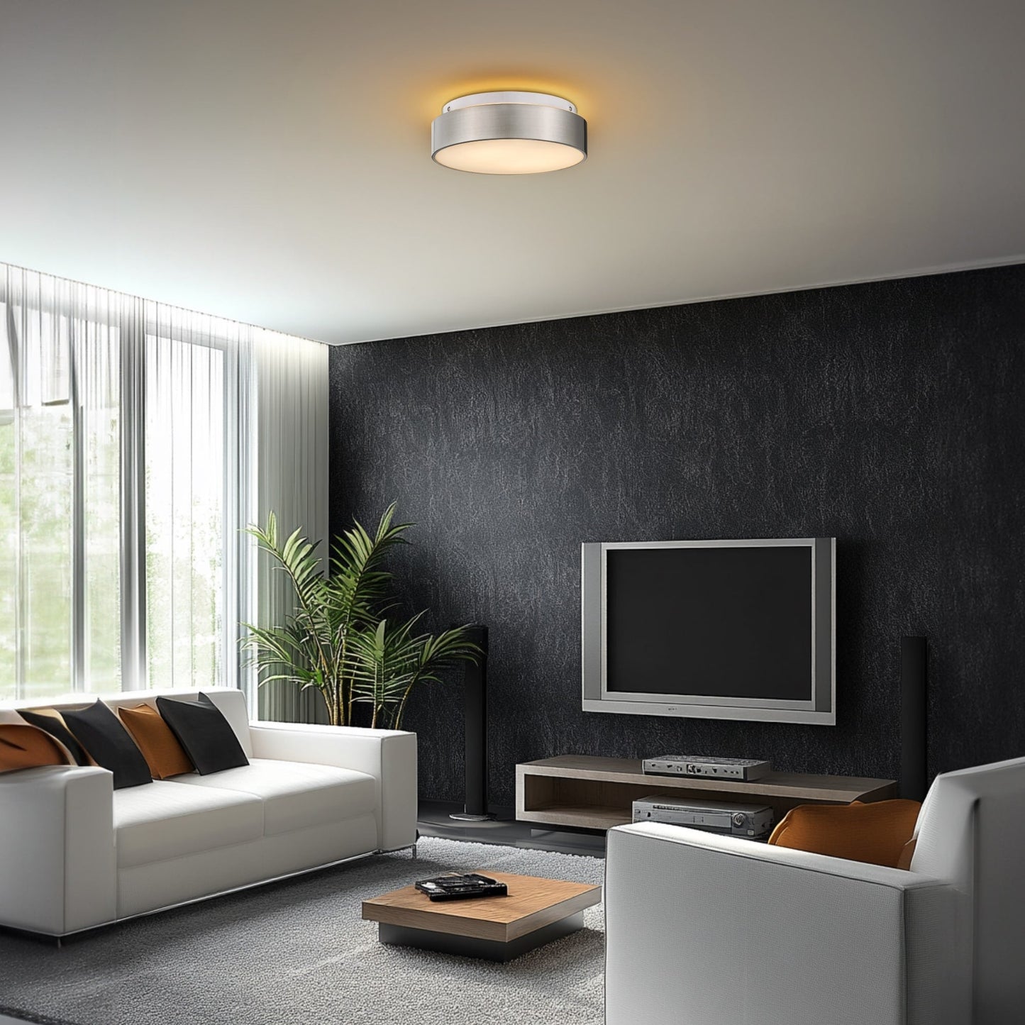 2-Light Flush Mount Ceiling Light with Frosted Glass Shade - 12.0 In. L X 12.0 In. W X 3.5 In. H