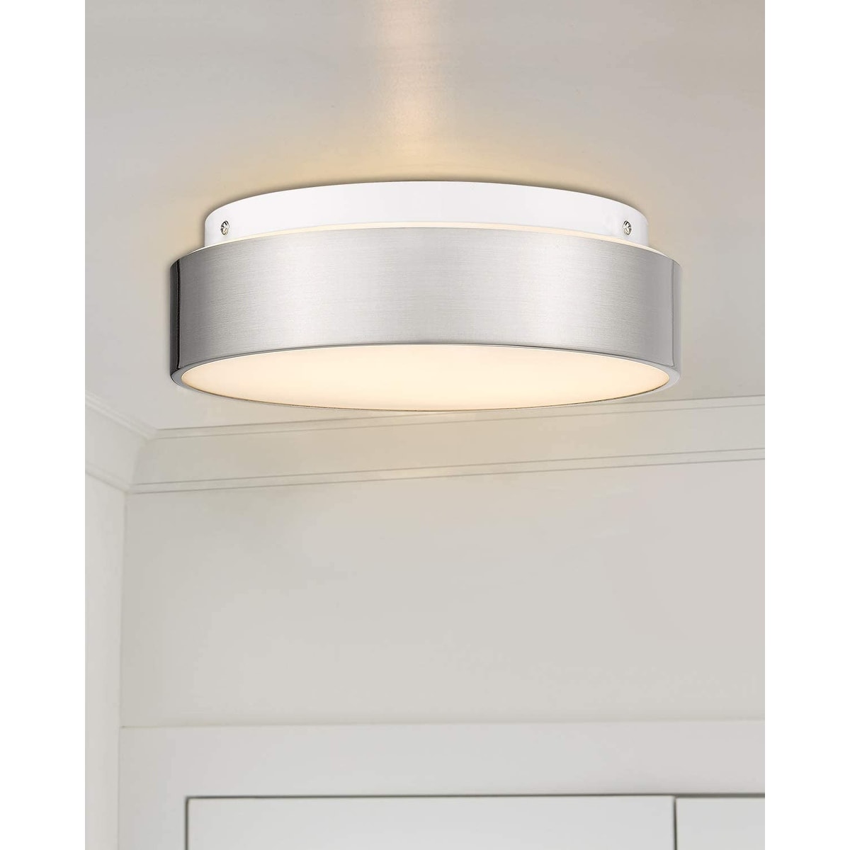 2-Light Flush Mount Ceiling Light with Frosted Glass Shade - 12.0 In. L X 12.0 In. W X 3.5 In. H
