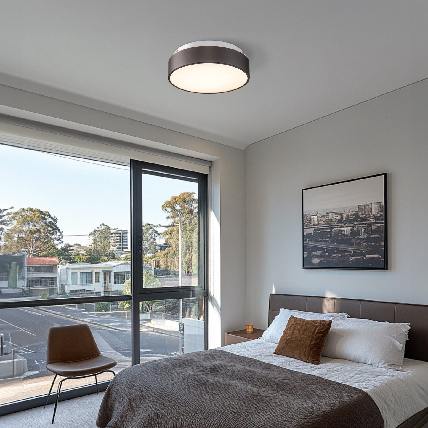 2-Light Flush Mount Ceiling Light with Frosted Glass Shade - 12.0 In. L X 12.0 In. W X 3.5 In. H