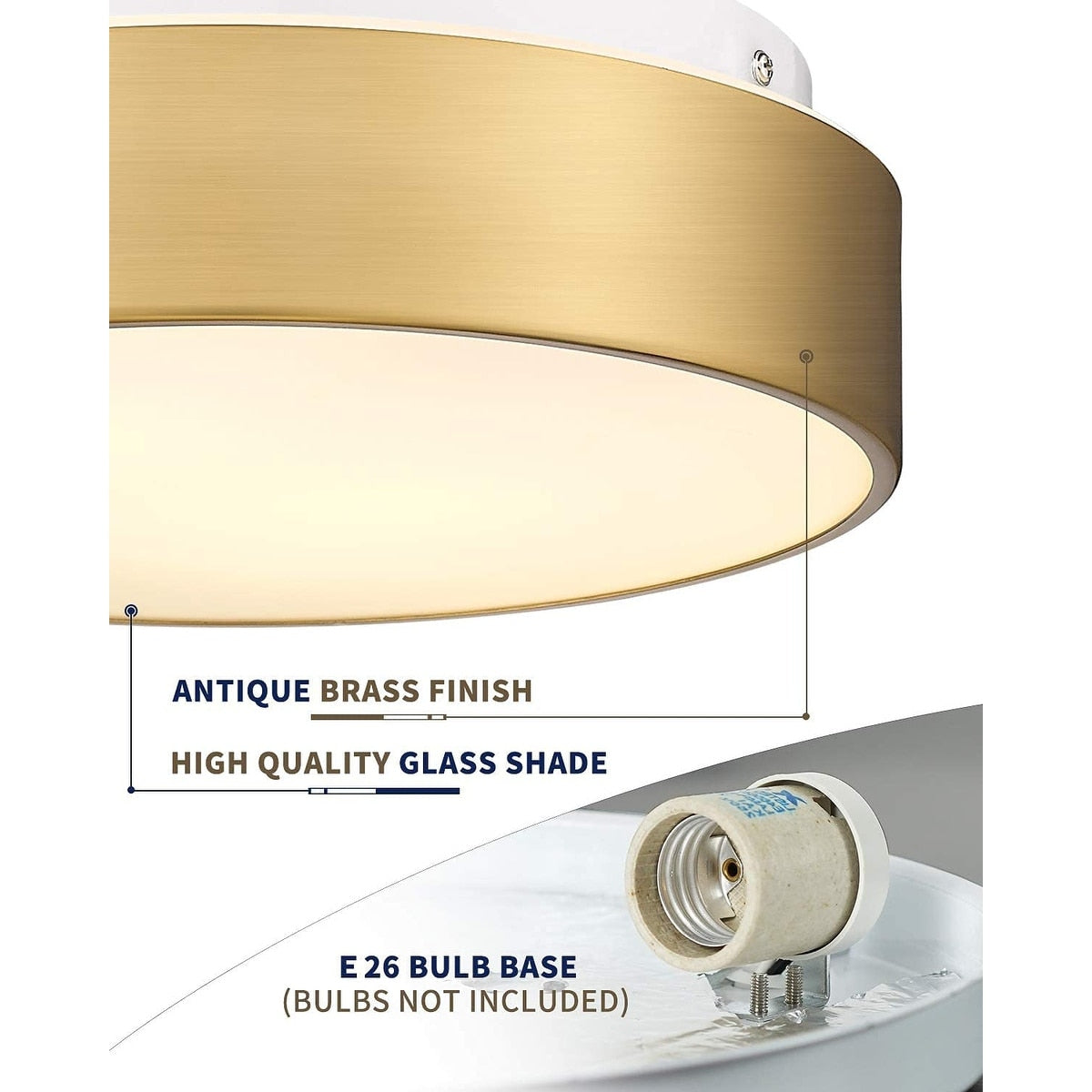 2-Light Flush Mount Ceiling Light with Frosted Glass Shade - 12.0 In. L X 12.0 In. W X 3.5 In. H