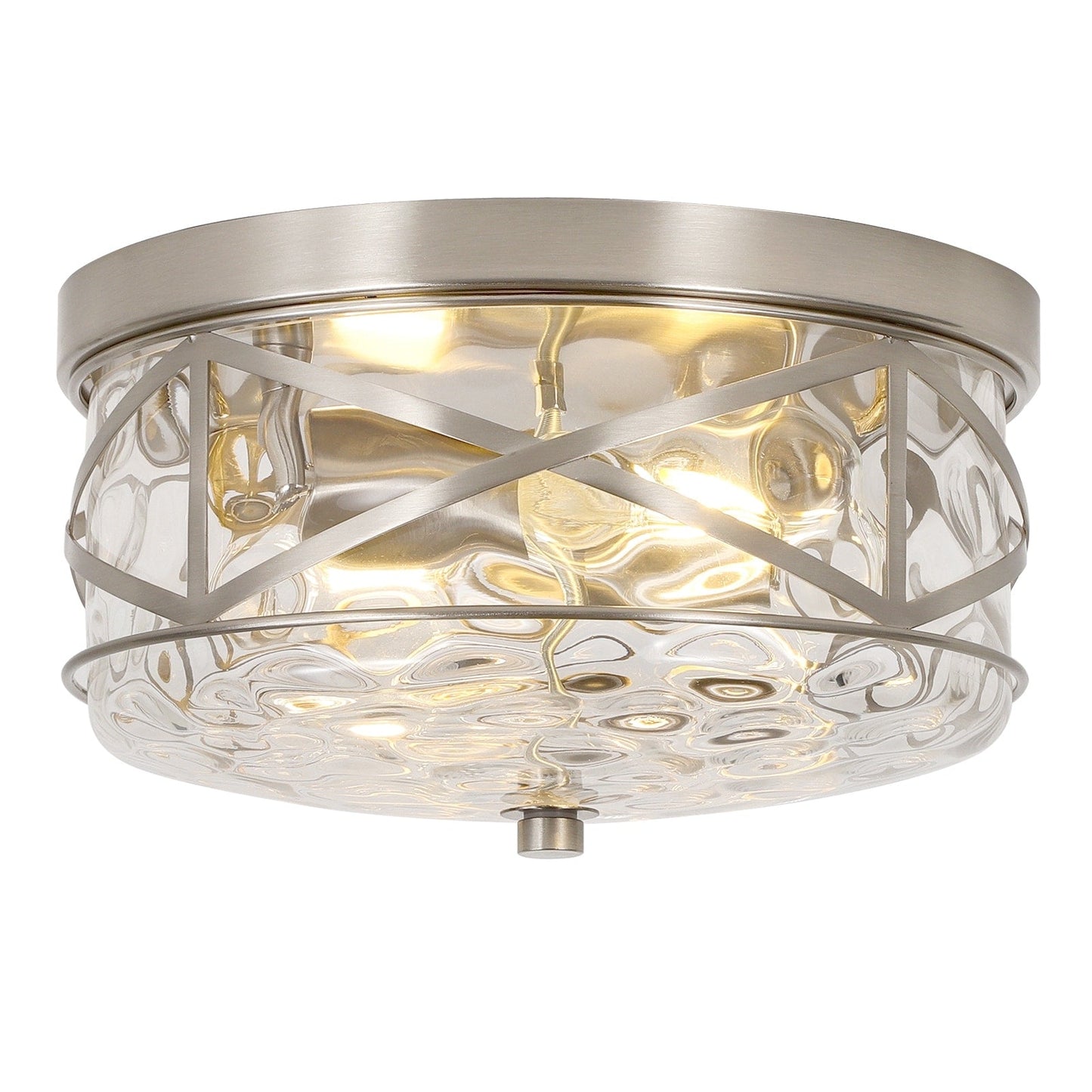 2-Light Flush Mount Glass Ceiling Light with Metal Frame