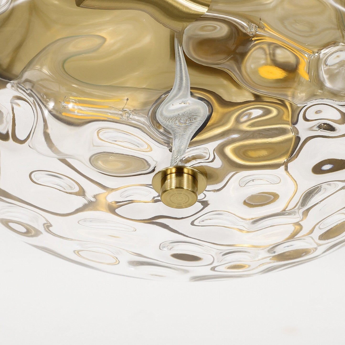 2-Light Flush Mount Glass Ceiling Light with Metal Frame