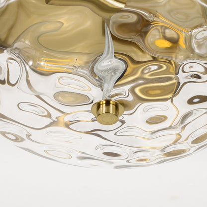 2-Light Flush Mount Glass Ceiling Light with Metal Frame