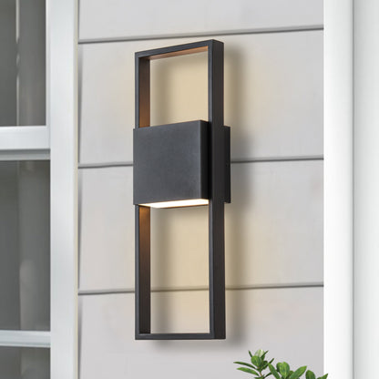 2-Light Matte Black Integrated LED Outdoor Wall Light Sconce