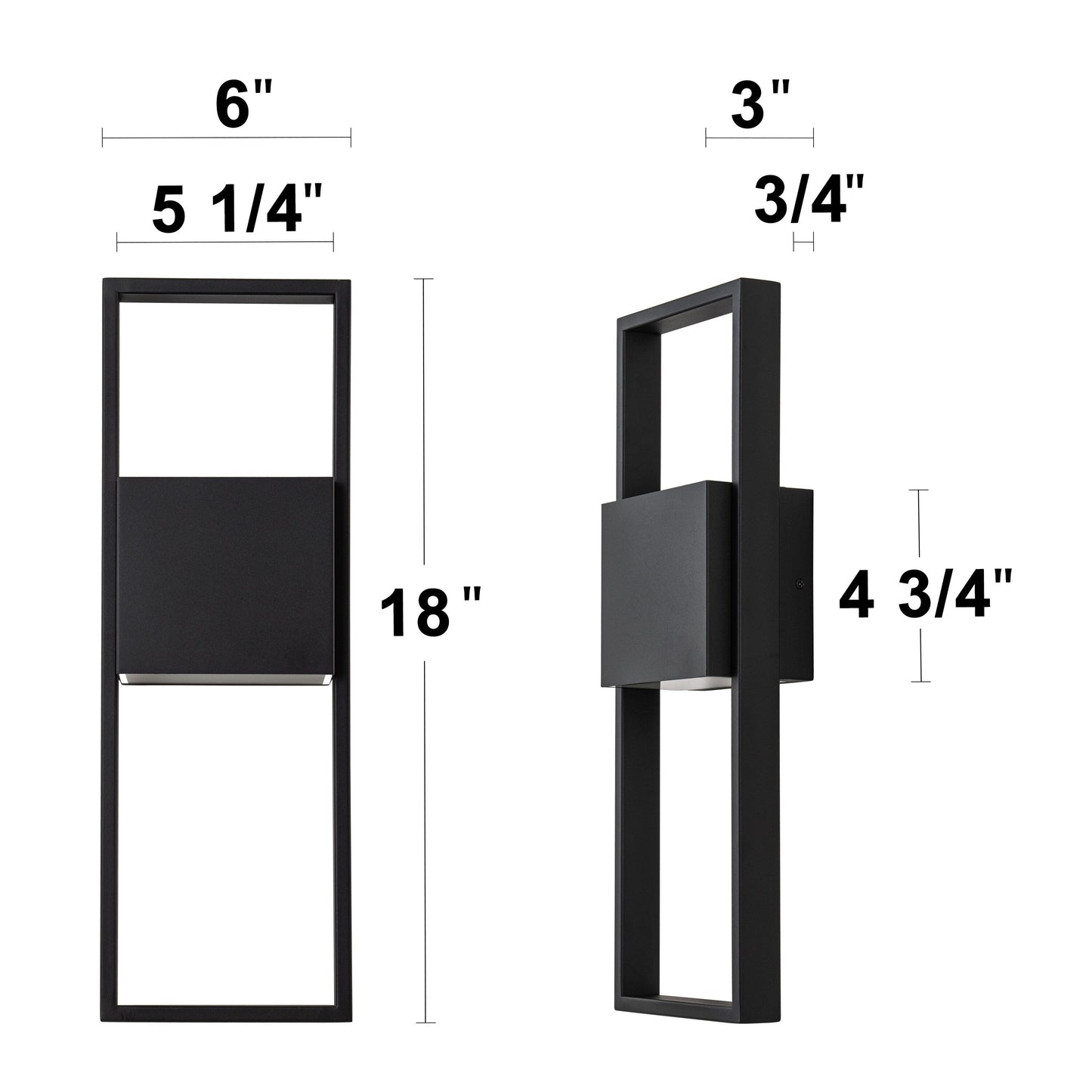 2-Light Matte Black Integrated LED Outdoor Wall Light Sconce