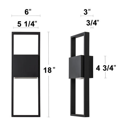 2-Light Matte Black Integrated LED Outdoor Wall Light Sconce