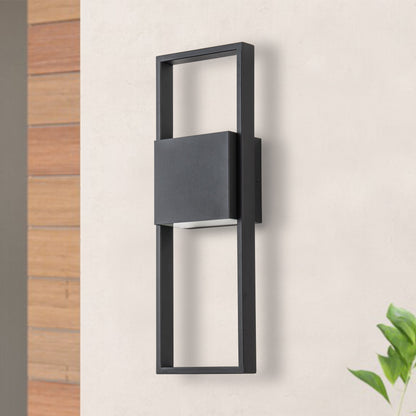 2-Light Matte Black Integrated LED Outdoor Wall Light Sconce