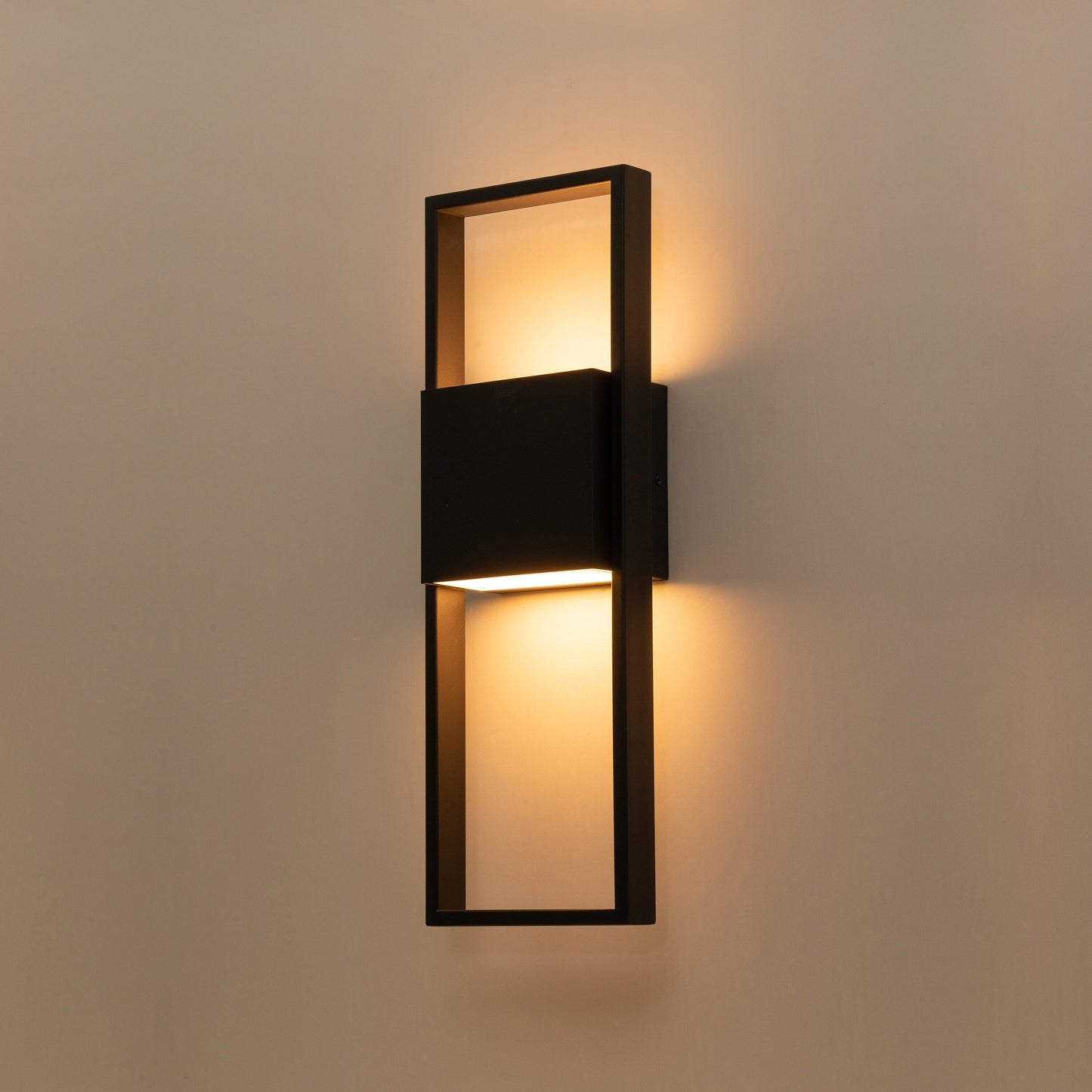 2-Light Matte Black Integrated LED Outdoor Wall Light Sconce