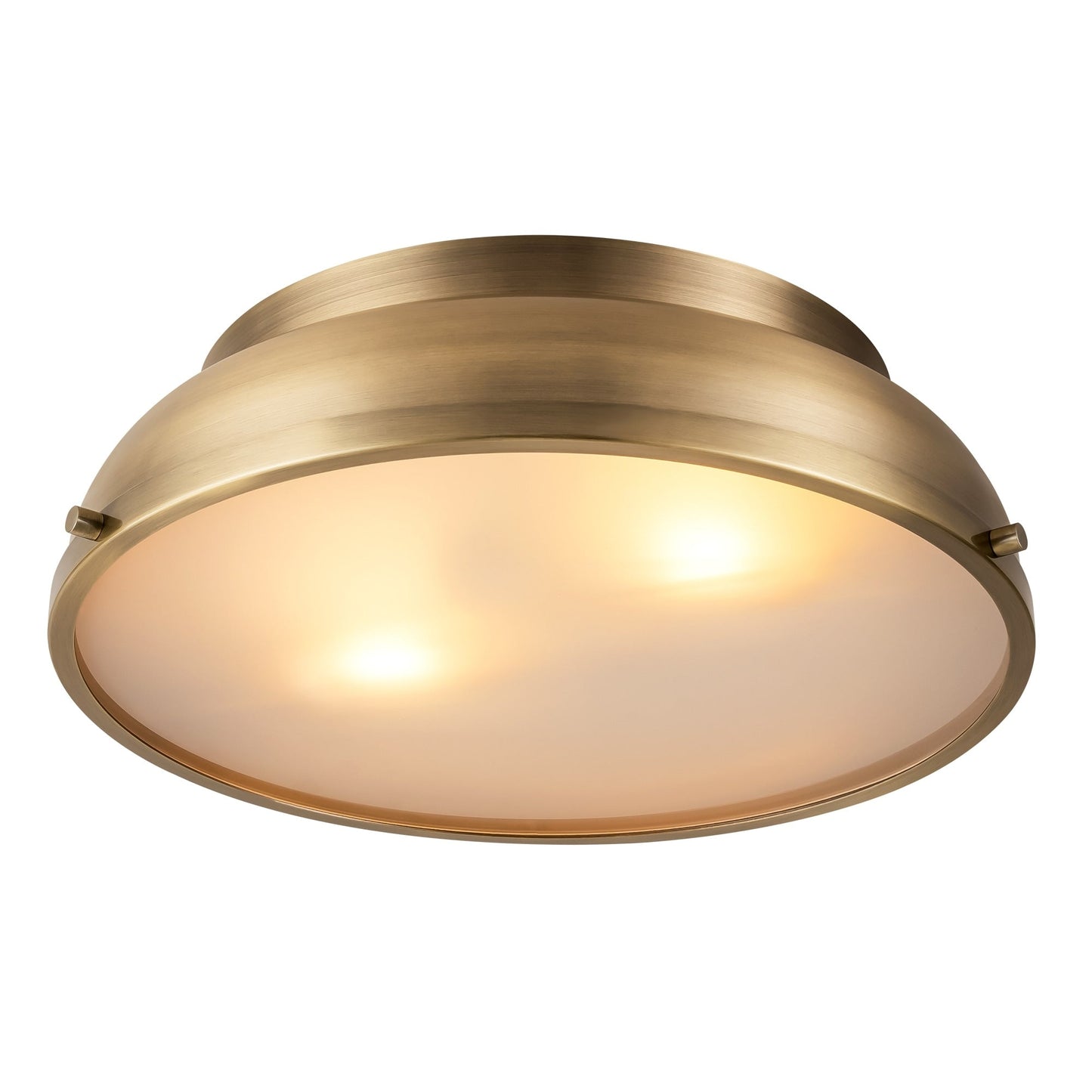 2-Light Mid-Century Modern Aged Bronze Frosted Glass Cylinder Drum Dome Flush Mount Ceiling Lights - Aged Bronze