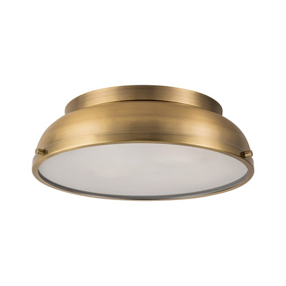 2-Light Mid-Century Modern Aged Bronze Frosted Glass Cylinder Drum Dome Flush Mount Ceiling Lights - Aged Bronze