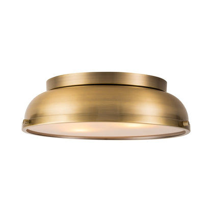 2-Light Mid-Century Modern Aged Bronze Frosted Glass Cylinder Drum Dome Flush Mount Ceiling Lights - Aged Bronze