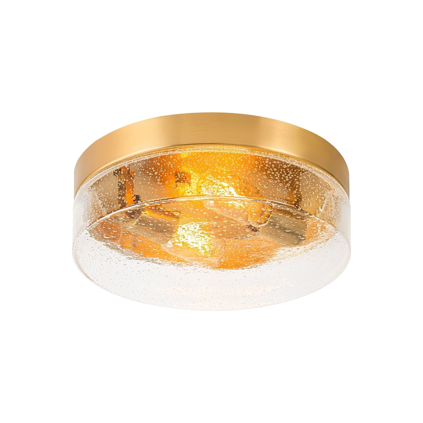 2-Light Modern Farmhouse Dome Clear Seeded/Bubble Glass Flush Mount Light