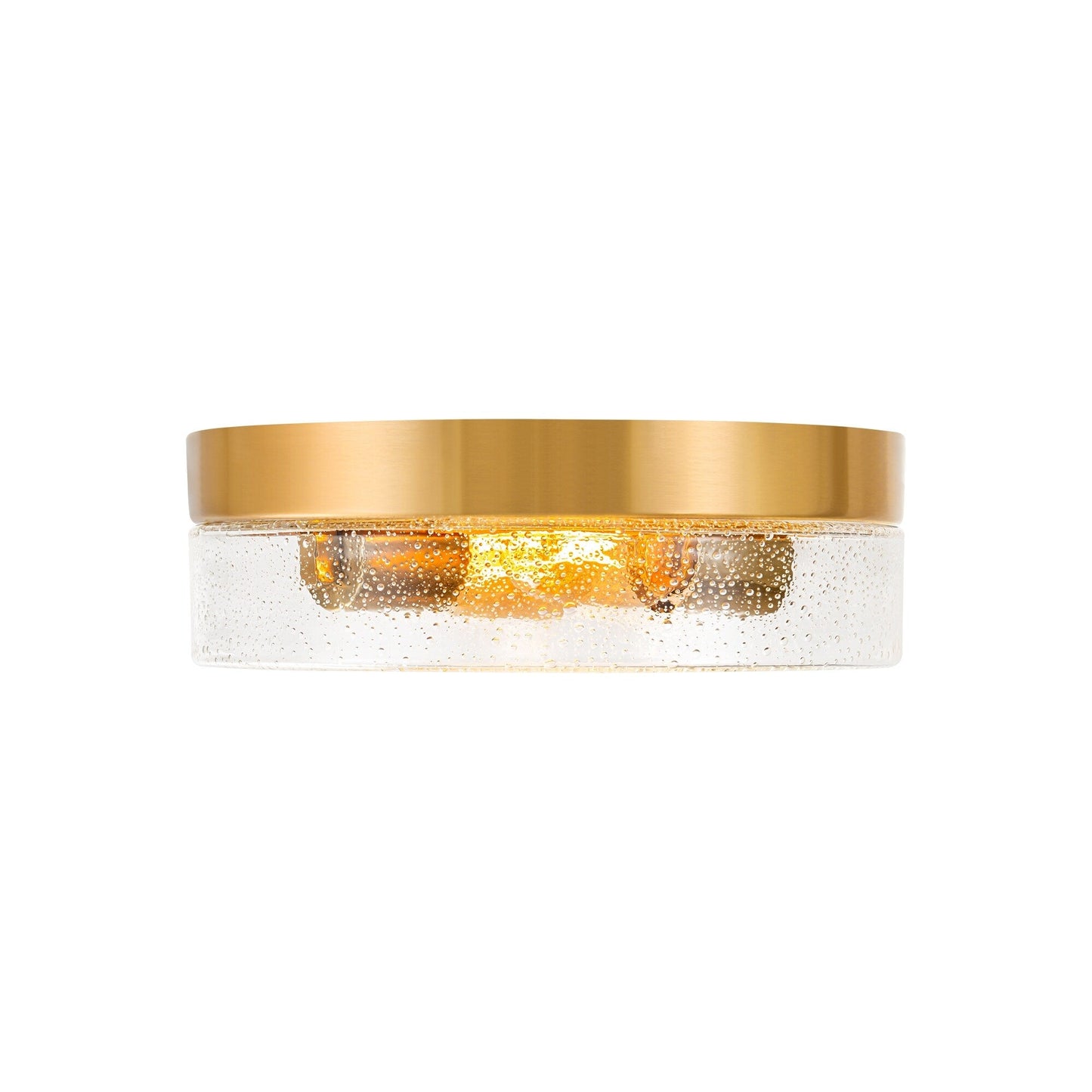 2-Light Modern Farmhouse Dome Clear Seeded/Bubble Glass Flush Mount Light