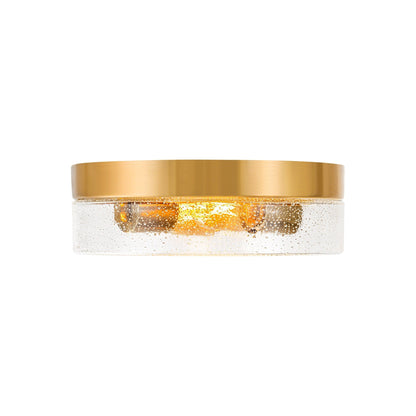 2-Light Modern Farmhouse Dome Clear Seeded/Bubble Glass Flush Mount Light