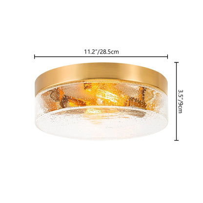 2-Light Modern Farmhouse Dome Clear Seeded/Bubble Glass Flush Mount Light