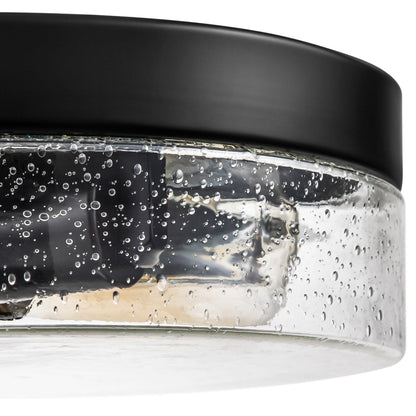 2-Light Modern Farmhouse Dome Clear Seeded/Bubble Glass Flush Mount Light