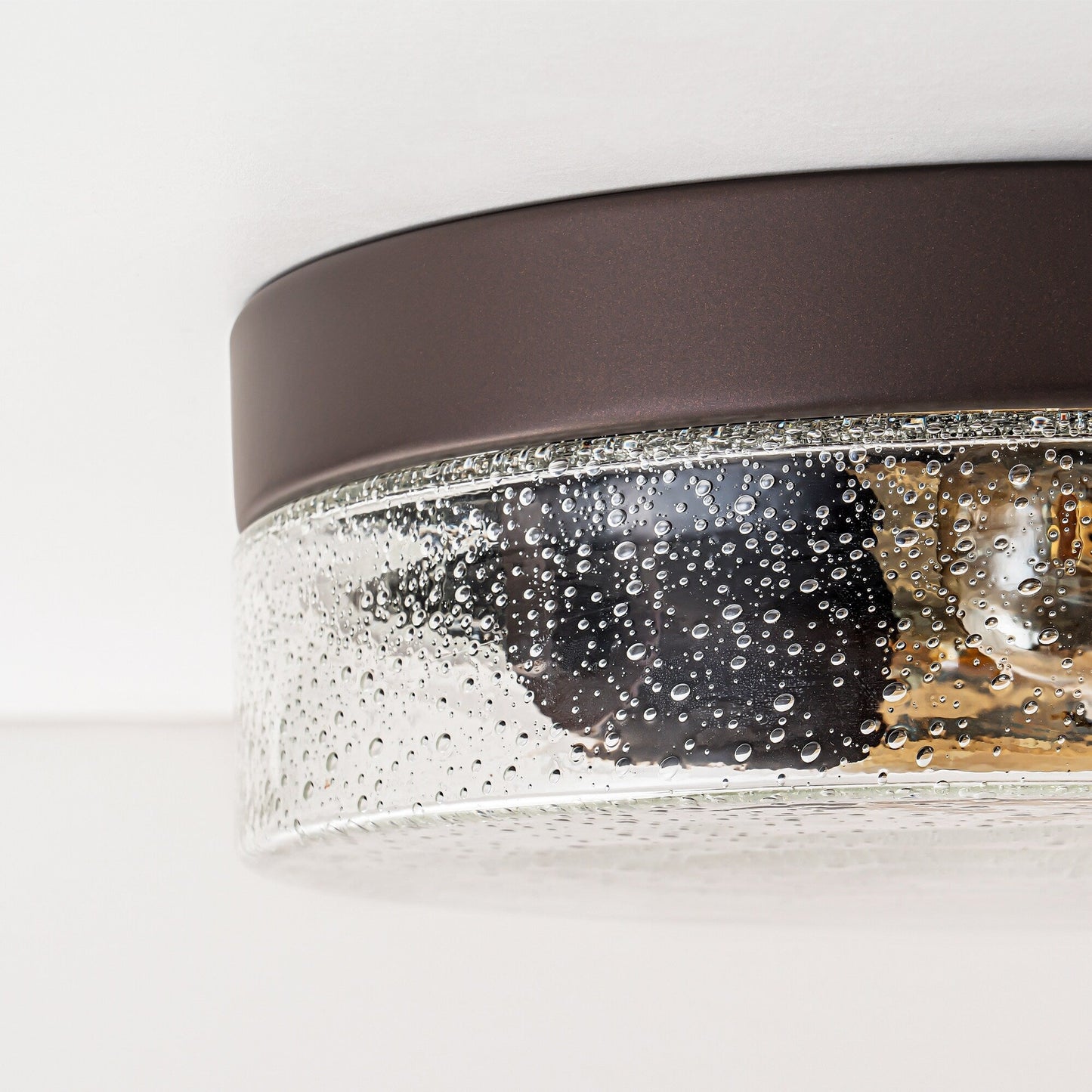 2-Light Modern Farmhouse Dome Clear Seeded/Bubble Glass Flush Mount Light