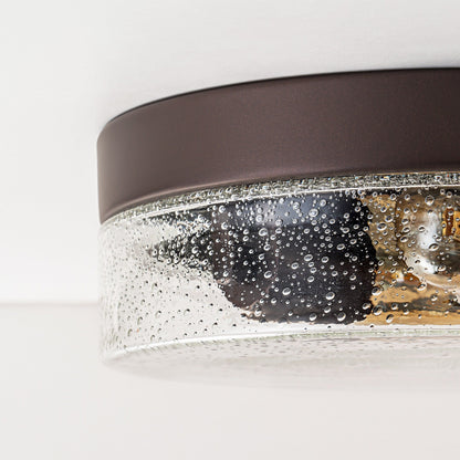 2-Light Modern Farmhouse Dome Clear Seeded/Bubble Glass Flush Mount Light