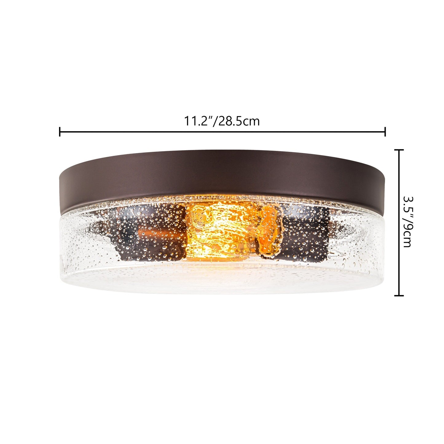 2-Light Modern Farmhouse Dome Clear Seeded/Bubble Glass Flush Mount Light