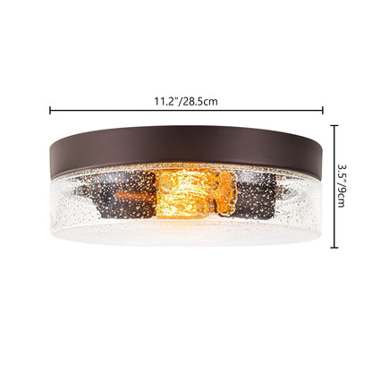 2-Light Modern Farmhouse Dome Clear Seeded/Bubble Glass Flush Mount Light