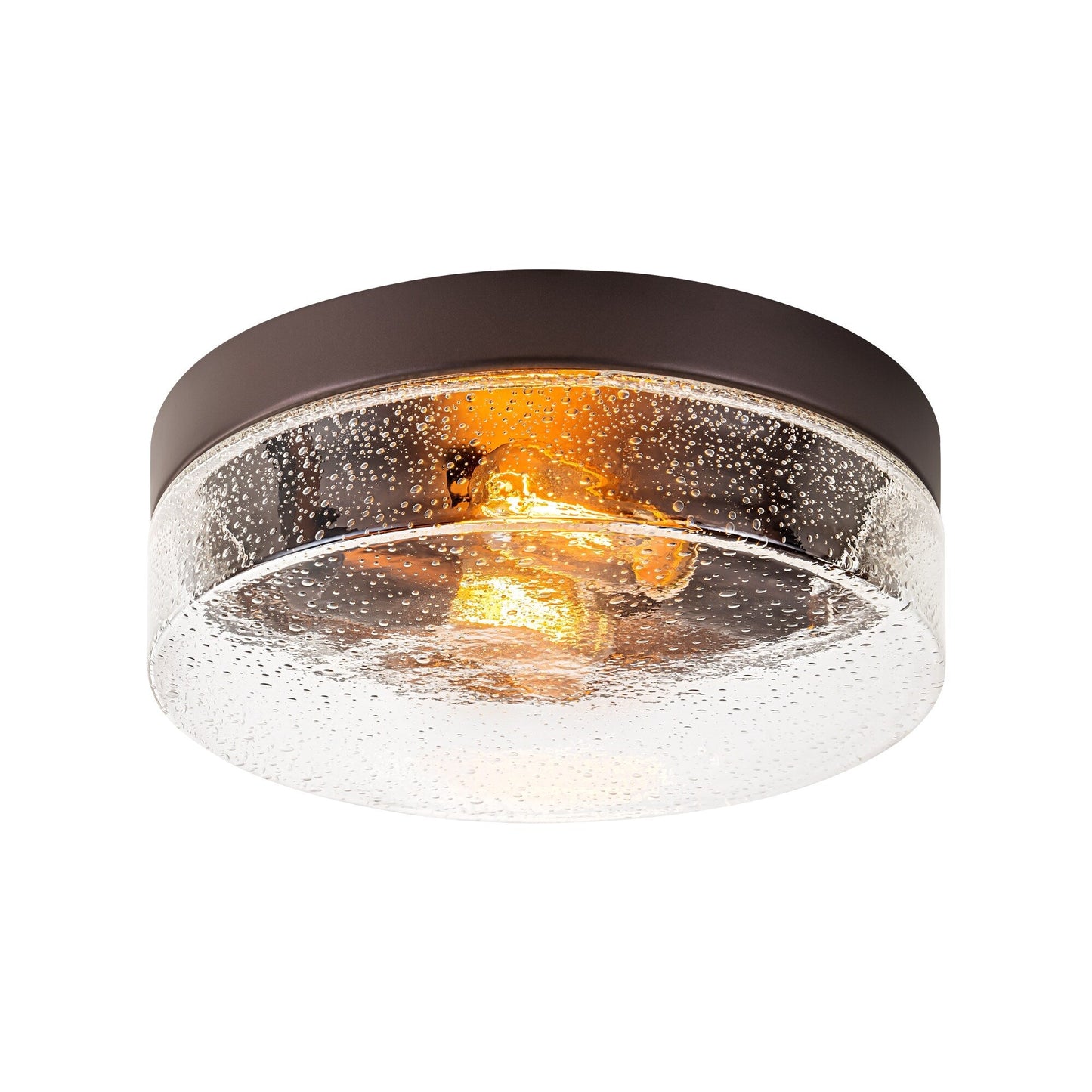 2-Light Modern Farmhouse Dome Clear Seeded/Bubble Glass Flush Mount Light