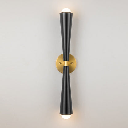 2-Light Up & Down Dual Cone Vanity Light Horn Hourglass LED Wall Sconce
