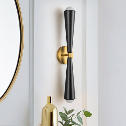 2-Light Up & Down Dual Cone Vanity Light Horn Hourglass LED Wall Sconce