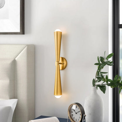 2-Light Up & Down Dual Cone Vanity Light Horn Hourglass LED Wall Sconce