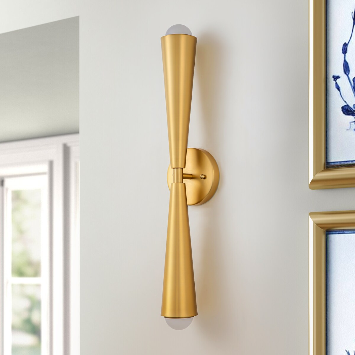 2-Light Up & Down Dual Cone Vanity Light Horn Hourglass LED Wall Sconce