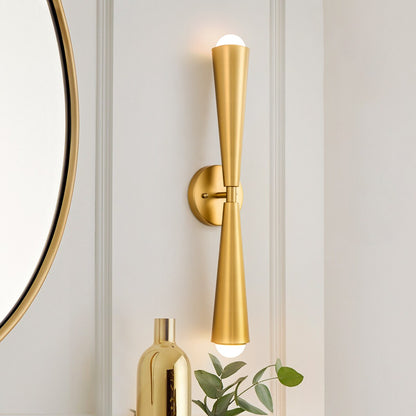 2-Light Up & Down Dual Cone Vanity Light Horn Hourglass LED Wall Sconce